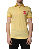 Dolce & Gabbana Yellow Cotton Logo Collared Polo T-shirt